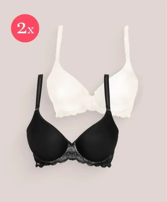 2x Royal Gala Spitzen-BH, Farbe Black & Sunkiss
