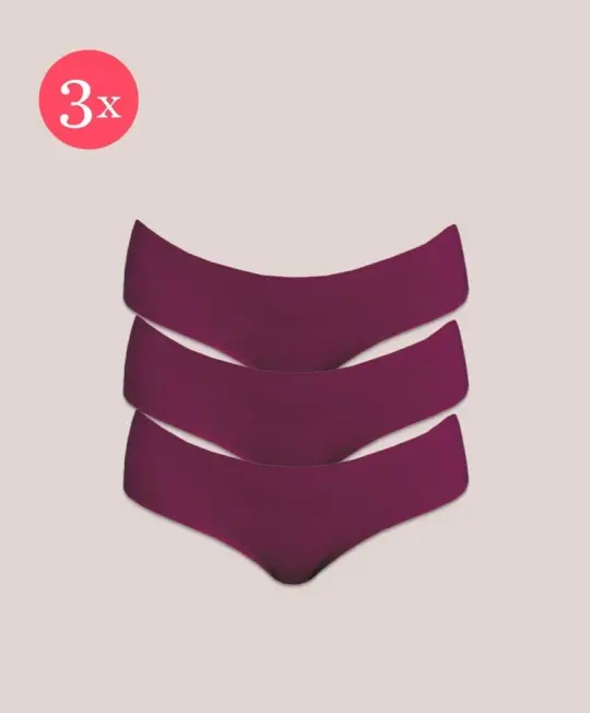 3x Shorty Fit klassisch, Farbe Bordeaux