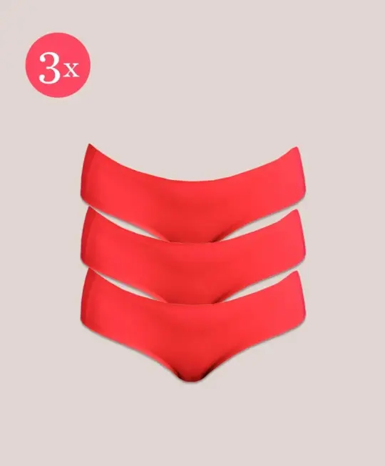 3x Shorty Fit klassisch, Farbe Scarlet Red