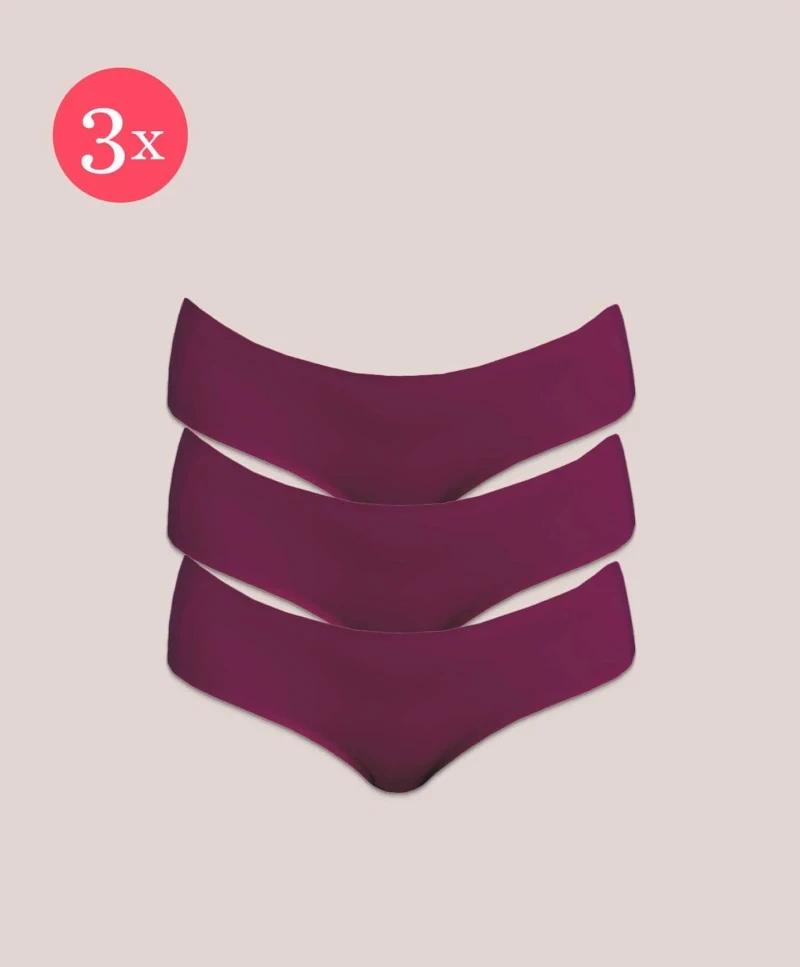 3x Shorty Fit klassisch, Farbe Bordeaux